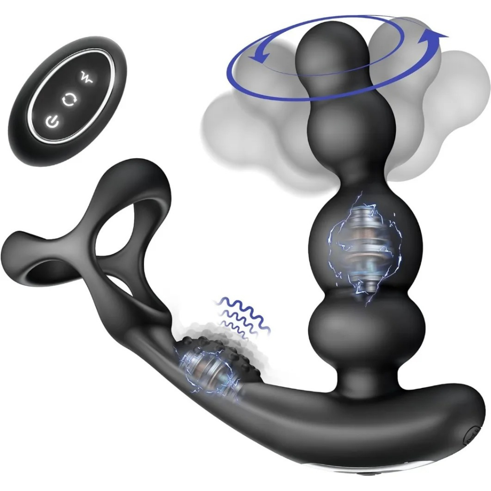 Wellness X - Männlicher Prostata-Massager Vibrator 360° Analkugeln Penisring